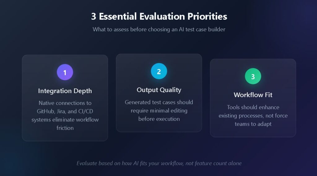How to Evaluate an AI Test Case Builder for Your QA Workflow 3 Essential evaluation priorities before choosing an AI test case builder