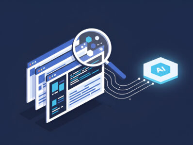 Chrome DevTools as the Verification Layer in Agentic QA Editorial illustration of a magnifying glass inspecting a browser developer tools panel connected to an AI agent node, representing Chrome DevTools as the verification layer in agentic QA workflows.