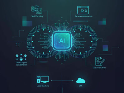 Futuristic illustration of a 24/7 AI tester with circuit infinity loop, connected device. TestQuality Agentic Testing Futuristic illustration of a 24/7 AI tester with circuit infinity loop, connected device | TestQuality Agentic Testing